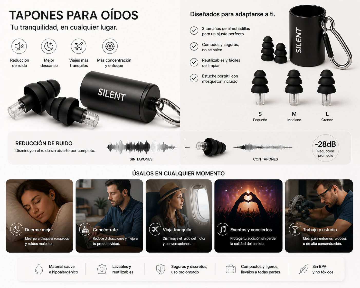 Tapones para oídos de viaje - Imagen 6