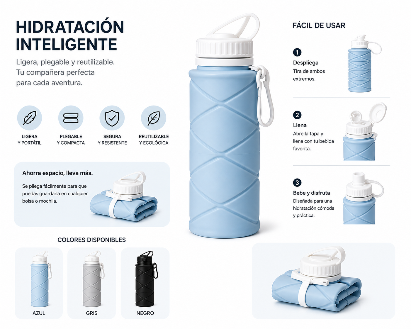 Cantimplora plegable portátil - Imagen 4