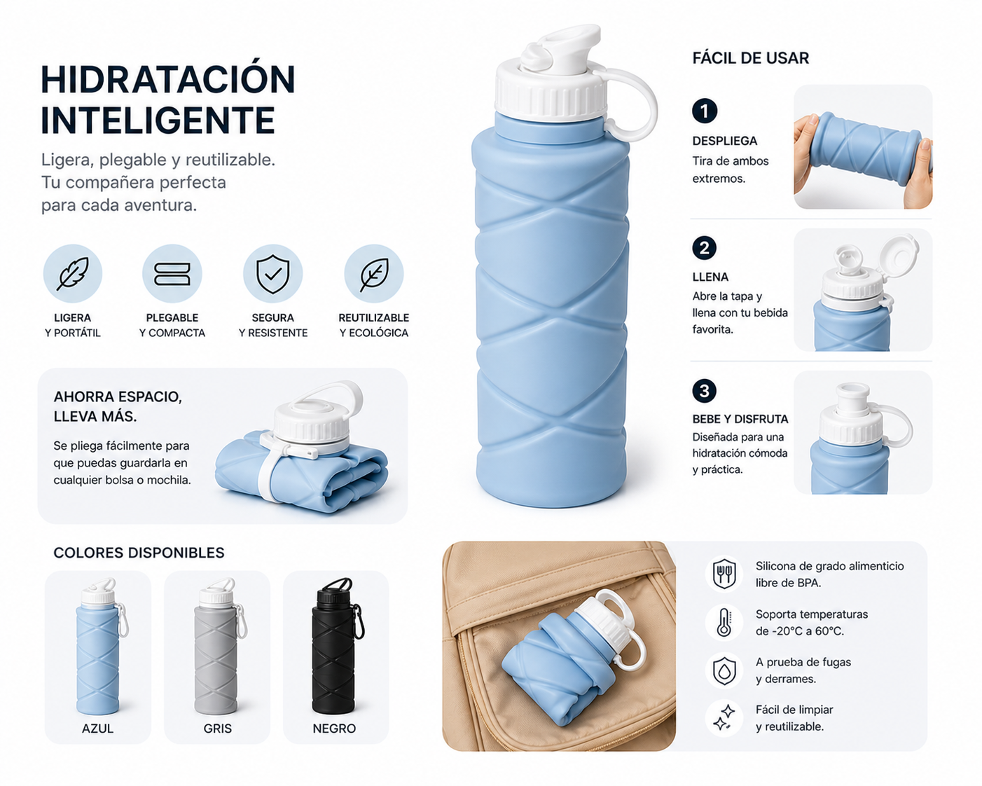 Cantimplora plegable portátil - Imagen 3