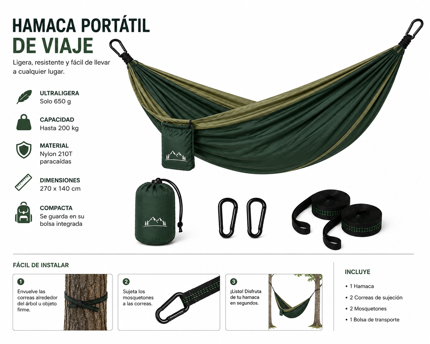 Hamaca portátil de viaje - Imagen 4