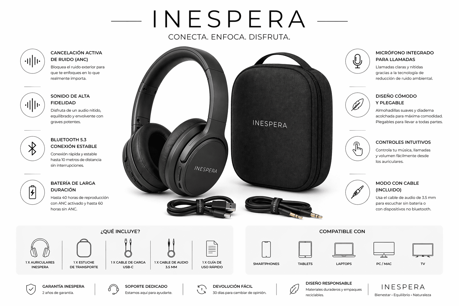 Auriculares inalámbricos con cancelación de ruido - Imagen 2