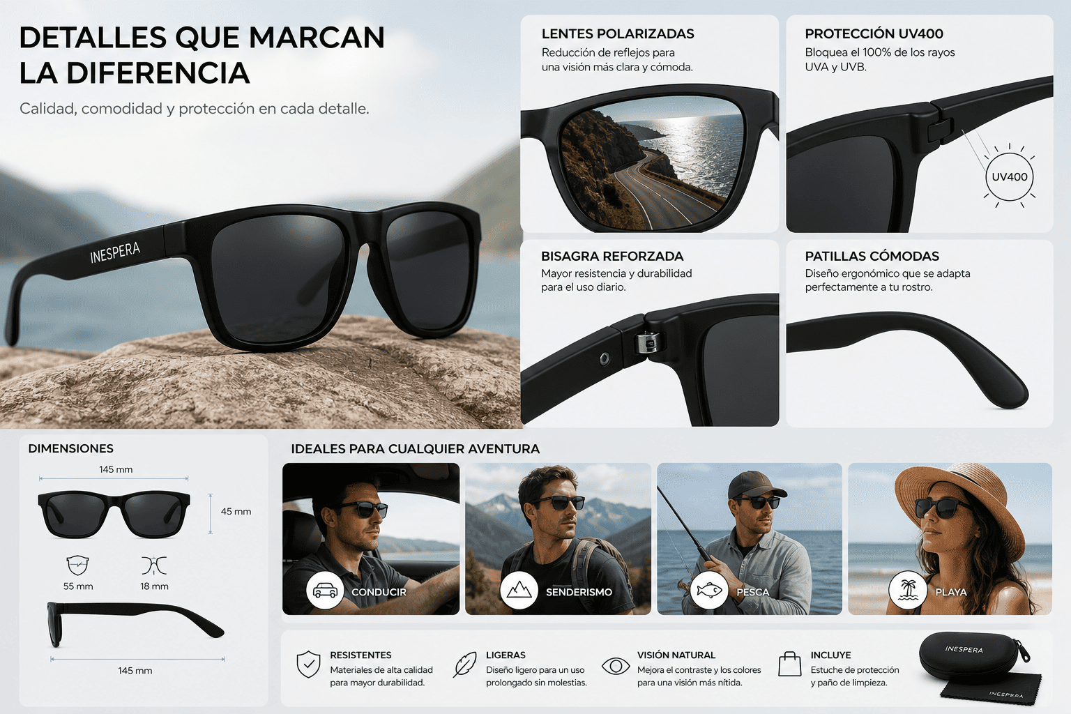 Gafas de sol polarizadas para viaje - Imagen 3