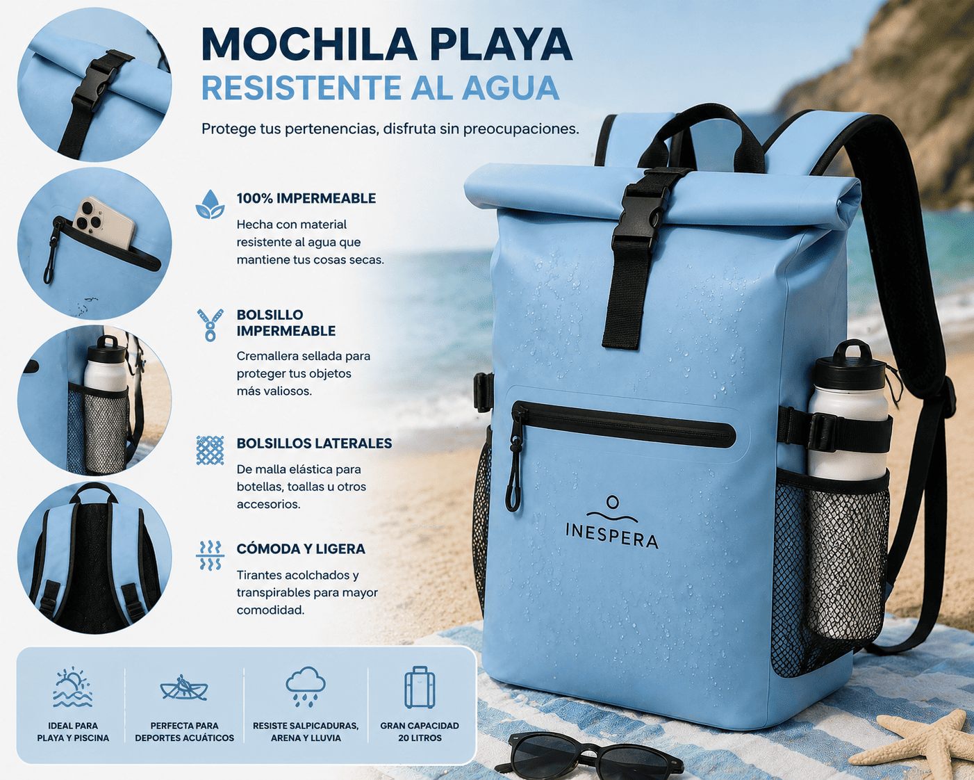 Mochila de playa resistente al agua - Imagen 2